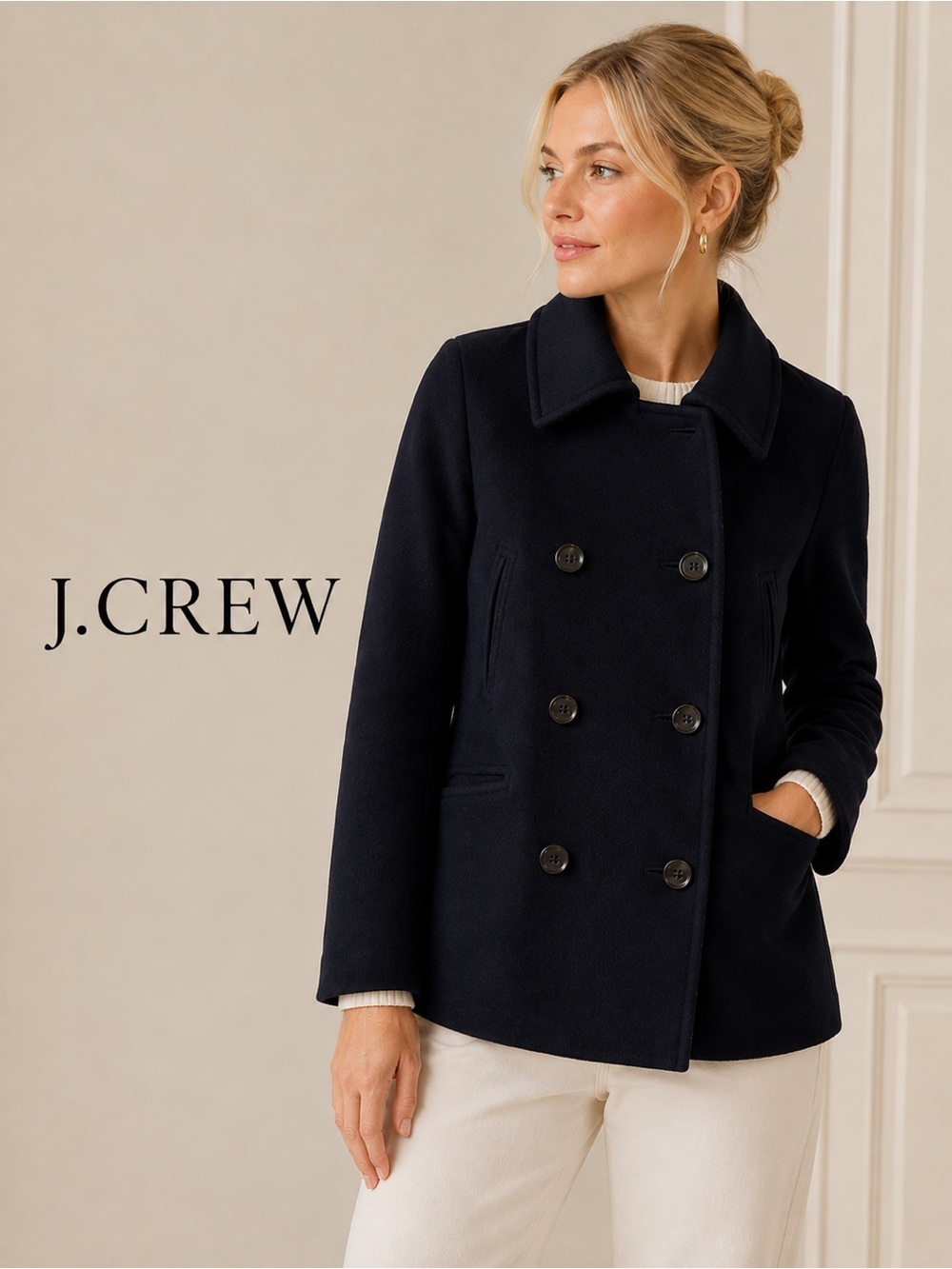 J. Crew Navy Double-Breasted Peacoat